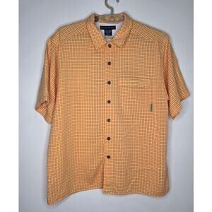 ExOfficio orange plaid short sleeve button down shirt - medium